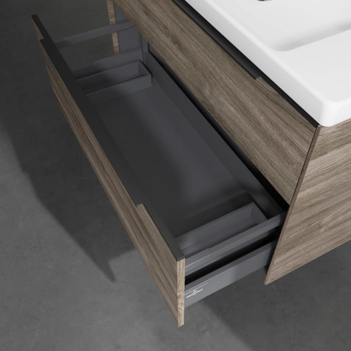 Villeroy & Boch Subway 3.0 Badmöbel-Set 100 cm, Griff volcano black, 2 Auszüge