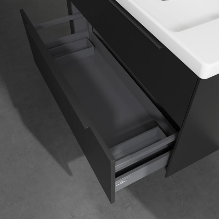 Villeroy & Boch Subway 3.0 Badmöbel-Set 100 cm, Griff volcano black, 2 Auszüge