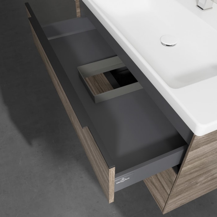 Villeroy & Boch Subway 3.0 Badmöbel-Set 100 cm, Griff volcano black, 2 Auszüge