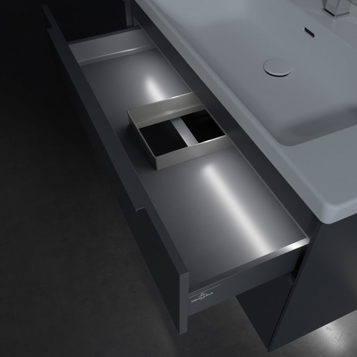 Villeroy & Boch Subway 3.0 Badmöbel-Set 100 cm mit Beleuchtung, Griff in Möbelfarbe, 2 Auszüge