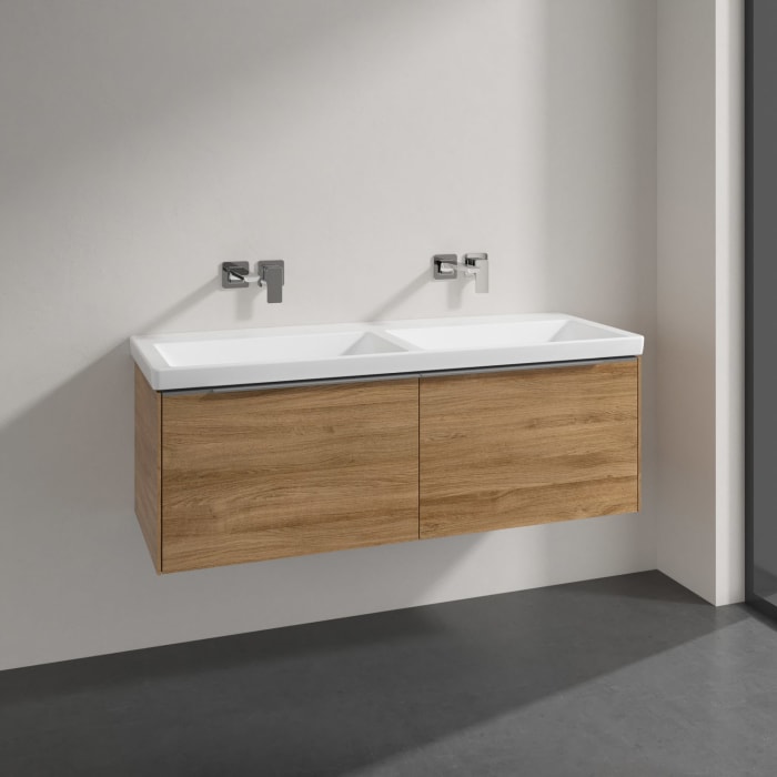 Villeroy & Boch Subway 3.0 Badmöbel-Set 130 cm, 2 Auszüge, Doppelwaschtisch