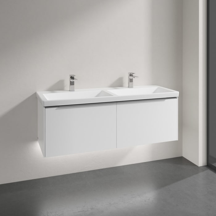 Villeroy & Boch Subway 3.0 Badmöbel-Set 130 cm mit Beleuchtung, 2 Auszüge, Doppelwaschtisch