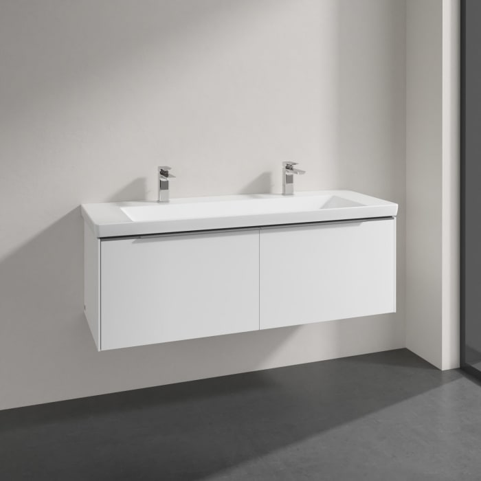 Villeroy & Boch Subway 3.0 Badmöbel-Set 130 cm, 2 Auszüge, WT für 2 Armaturen