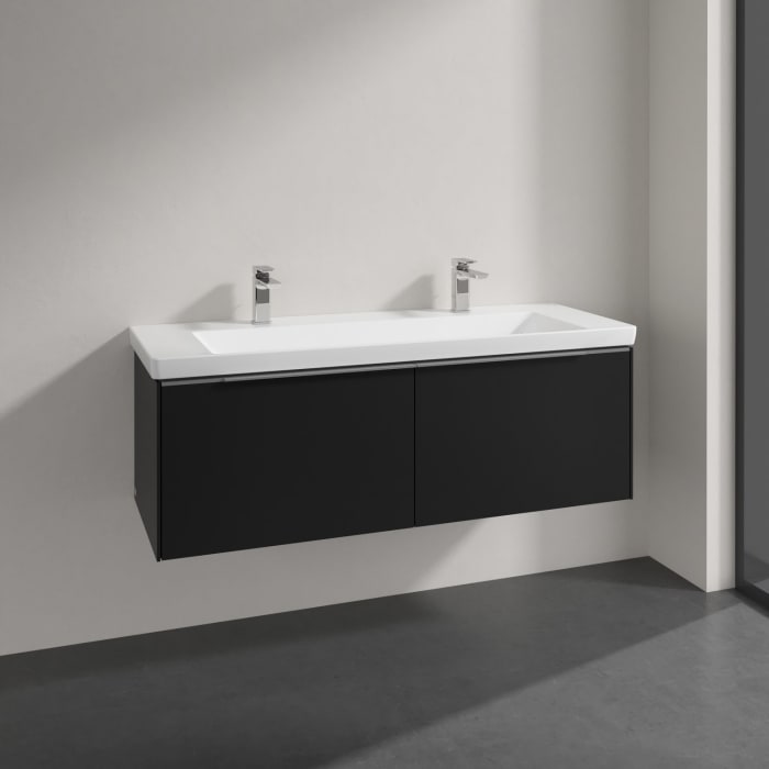 Villeroy & Boch Subway 3.0 Badmöbel-Set 130 cm, 2 Auszüge, WT für 2 Armaturen