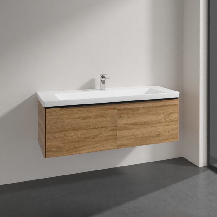 Villeroy & Boch Subway 3.0 Badmöbel-Set 130 cm, Griff volcano black, 2 Auszüge