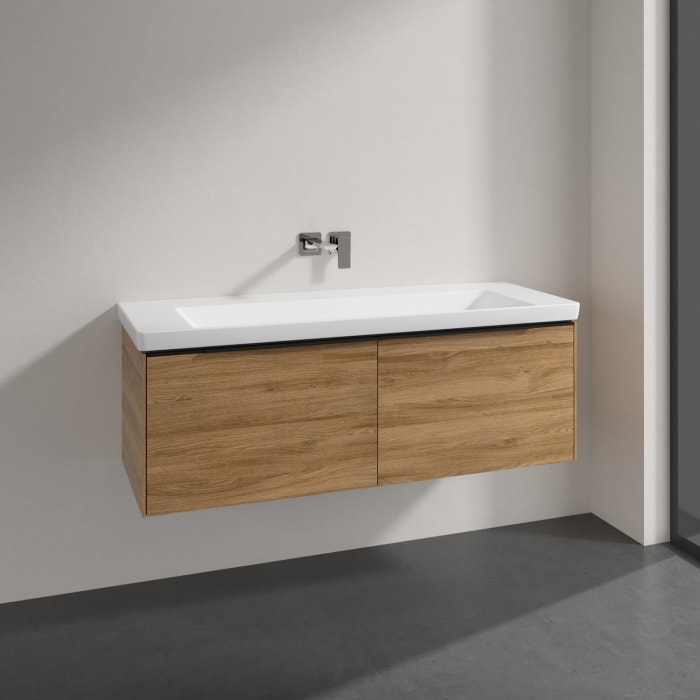 Villeroy & Boch Subway 3.0 Badmöbel-Set 130 cm, Griff volcano black, 2 Auszüge