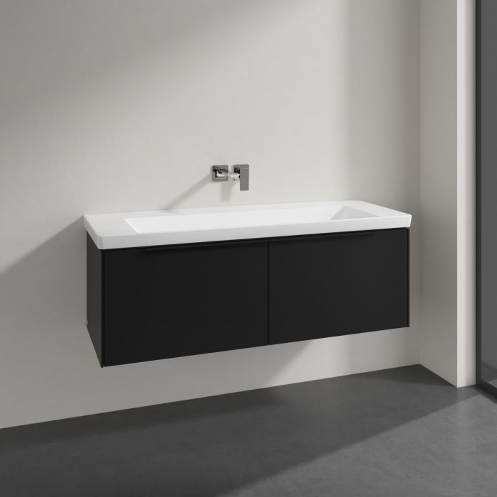 Villeroy & Boch Subway 3.0 Badmöbel-Set 130 cm, Griff volcano black, 2 Auszüge