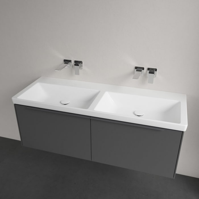 Villeroy & Boch Subway 3.0 Badmöbel-Set 130 cm, Griff in Möbelfarbe, 2 Auszüge, Doppelwaschtisch