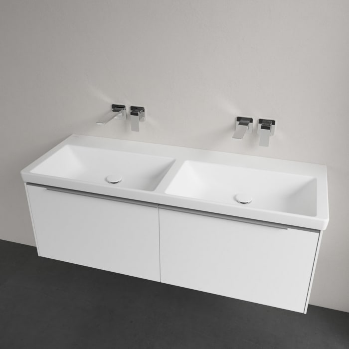 Villeroy & Boch Subway 3.0 Badmöbel-Set 130 cm mit Beleuchtung, 2 Auszüge, Doppelwaschtisch