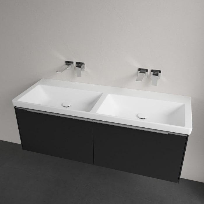 Villeroy & Boch Subway 3.0 Badmöbel-Set 130 cm mit Beleuchtung, 2 Auszüge, Doppelwaschtisch