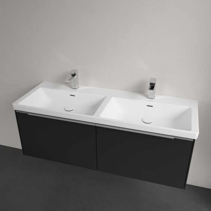 Villeroy & Boch Subway 3.0 Badmöbel-Set 130 cm mit Beleuchtung, 2 Auszüge, Doppelwaschtisch