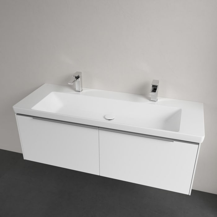 Villeroy & Boch Subway 3.0 Badmöbel-Set 130 cm, 2 Auszüge, WT für 2 Armaturen