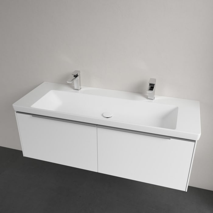 Villeroy & Boch Subway 3.0 Badmöbel-Set 130 cm, 2 Auszüge, WT für 2 Armaturen