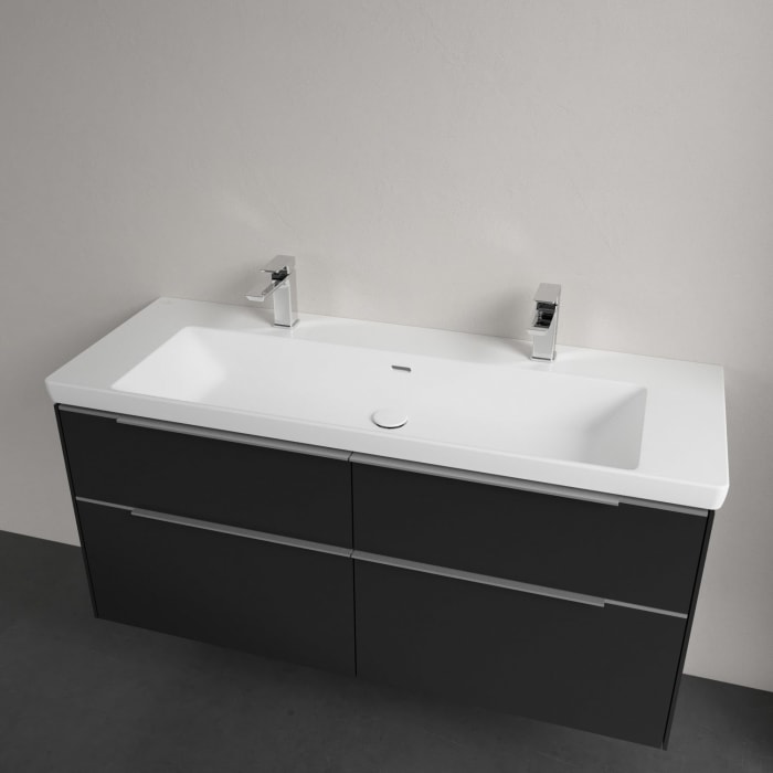 Villeroy & Boch Subway 3.0 Badmöbel-Set 130 cm mit Beleuchtung, 2 Auszüge, WT für 2 Armaturen