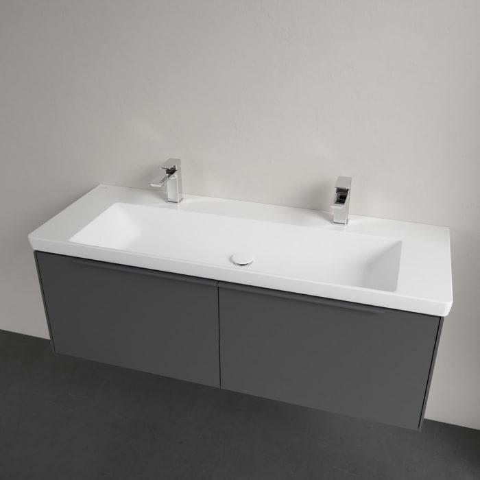 Villeroy & Boch Subway 3.0 Badmöbel-Set 130 cm mit Beleuchtung, Griff in Möbelfarbe, 2 Auszüge, WT für 2 Armaturen