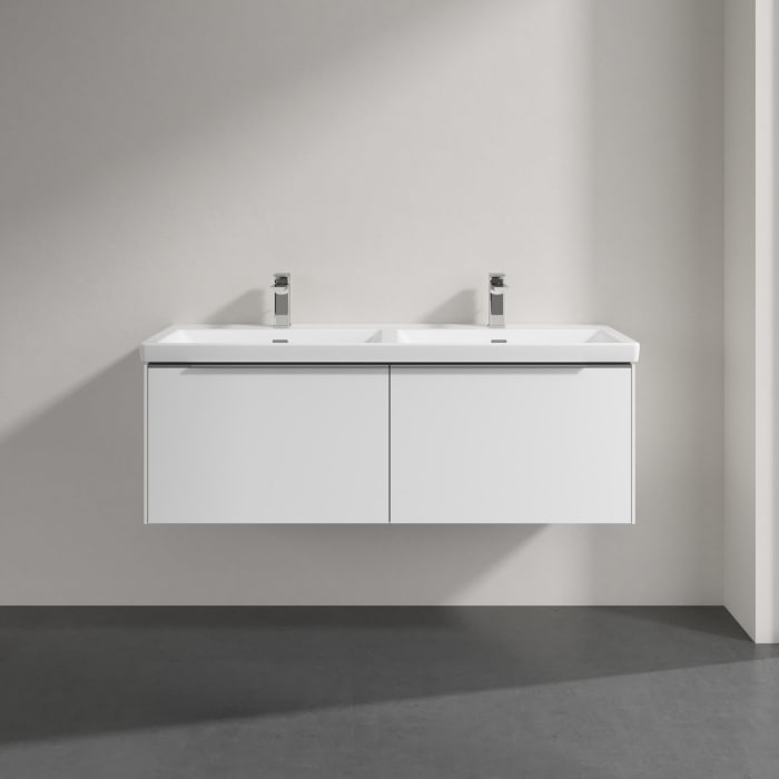 Villeroy & Boch Subway 3.0 Badmöbel-Set 130 cm mit Beleuchtung, 2 Auszüge, Doppelwaschtisch