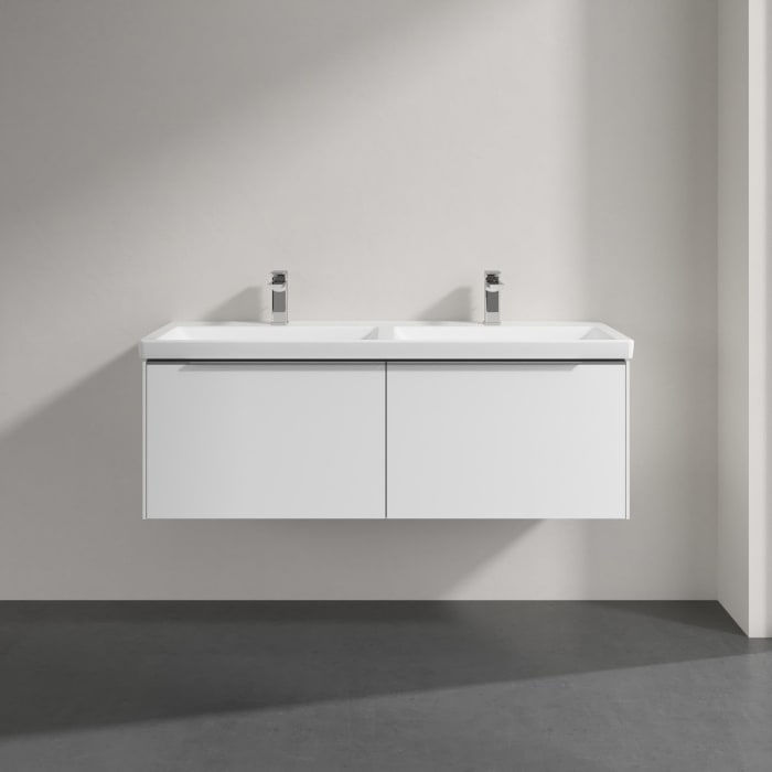 Villeroy & Boch Subway 3.0 Badmöbel-Set 130 cm mit Beleuchtung, 2 Auszüge, Doppelwaschtisch