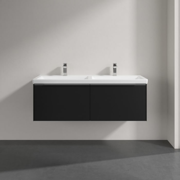 Villeroy & Boch Subway 3.0 Badmöbel-Set 130 cm mit Beleuchtung, 2 Auszüge, Doppelwaschtisch