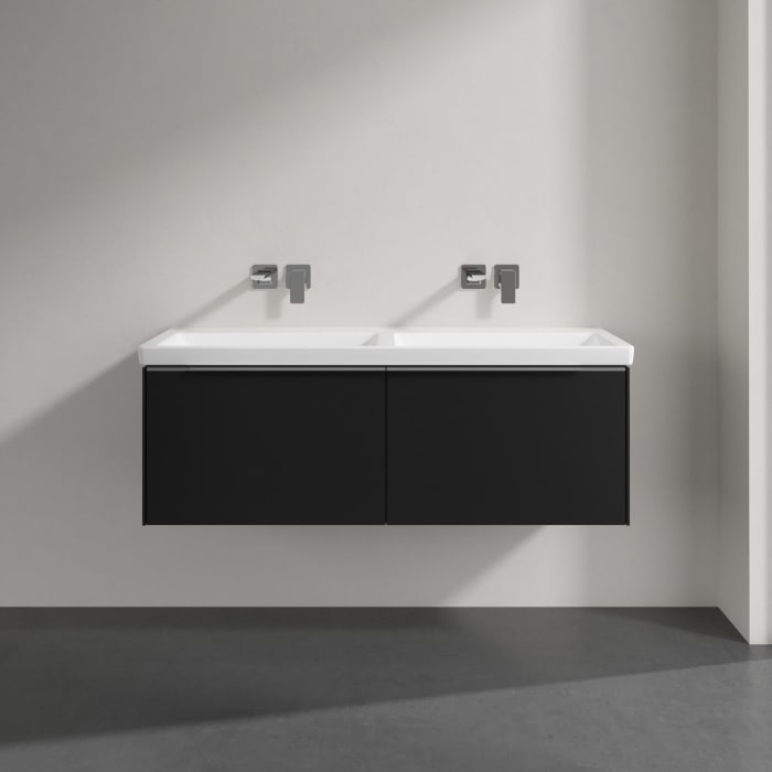 Villeroy & Boch Subway 3.0 Badmöbel-Set 130 cm mit Beleuchtung, 2 Auszüge, Doppelwaschtisch