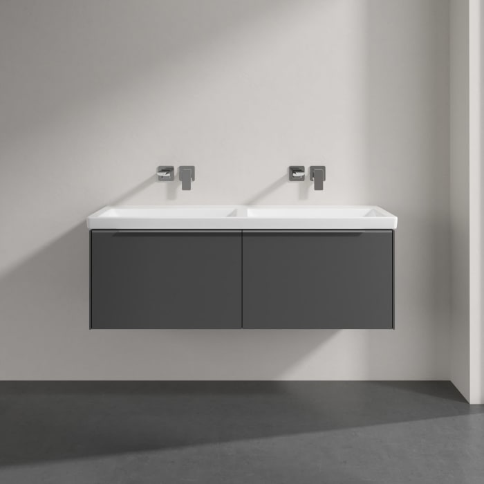 Villeroy & Boch Subway 3.0 Badmöbel-Set 130 cm mit Beleuchtung, 2 Auszüge, Doppelwaschtisch