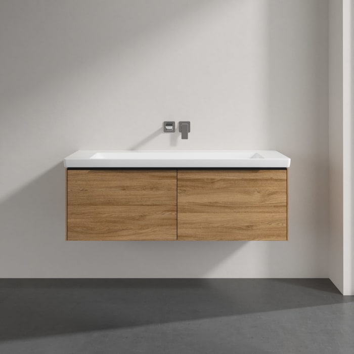 Villeroy & Boch Subway 3.0 Badmöbel-Set 130 cm, Griff volcano black, 2 Auszüge