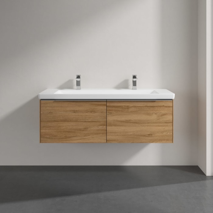 Villeroy & Boch Subway 3.0 Badmöbel-Set 130 cm mit Beleuchtung, 2 Auszüge, WT für 2 Armaturen