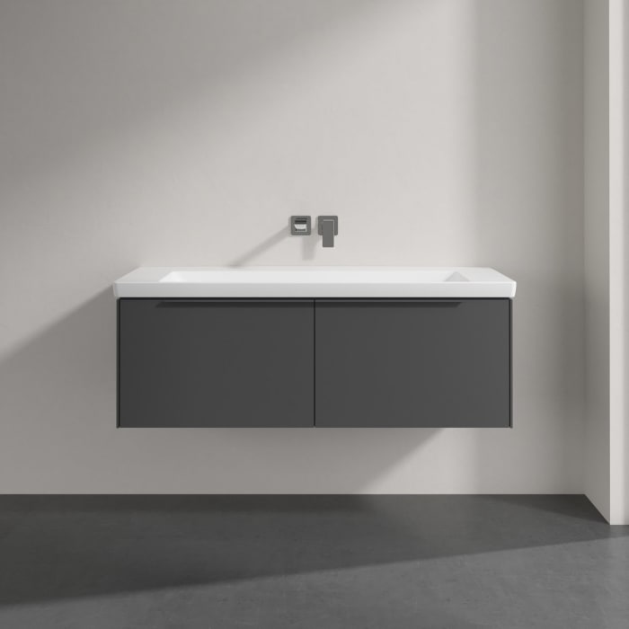 Villeroy & Boch Subway 3.0 Badmöbel-Set 130 cm mit Beleuchtung, Griff in Möbelfarbe, 2 Auszüge