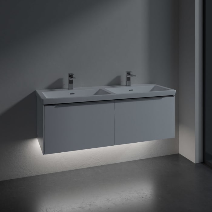 Villeroy & Boch Subway 3.0 Badmöbel-Set 130 cm mit Beleuchtung, 2 Auszüge, Doppelwaschtisch