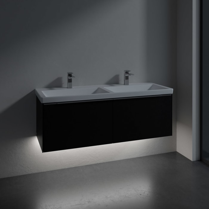 Villeroy & Boch Subway 3.0 Badmöbel-Set 130 cm mit Beleuchtung, 2 Auszüge, Doppelwaschtisch