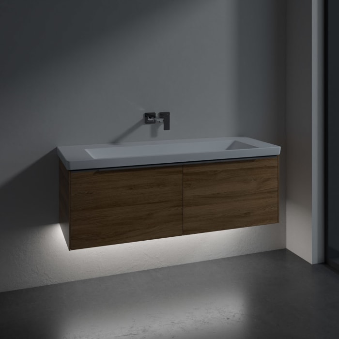 Villeroy & Boch Subway 3.0 Badmöbel-Set 130 cm mit Beleuchtung, 2 Auszüge