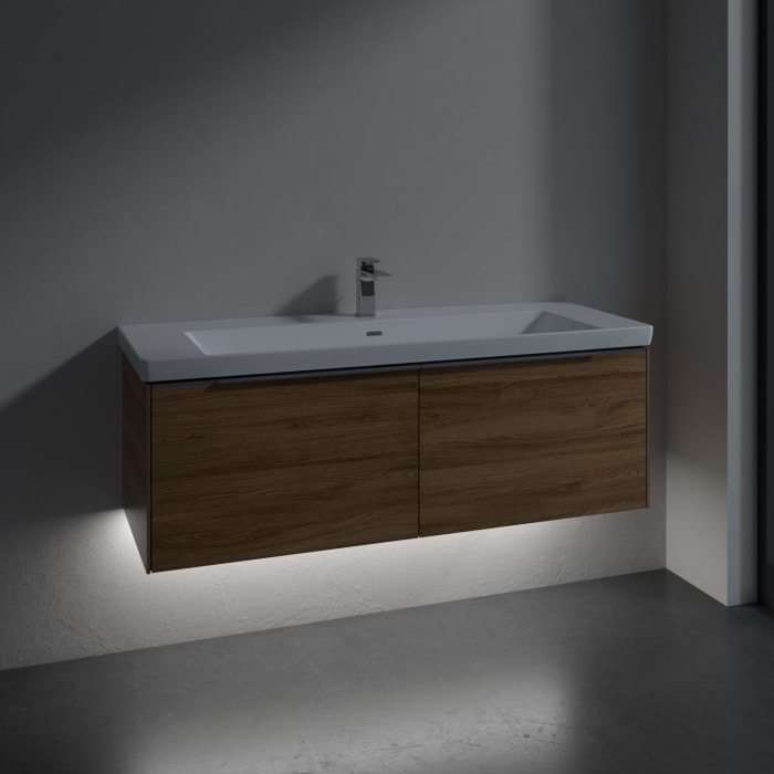 Villeroy & Boch Subway 3.0 Badmöbel-Set 130 cm mit Beleuchtung, 2 Auszüge