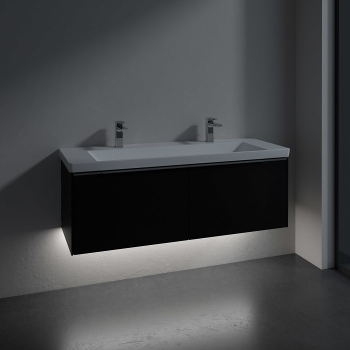 Villeroy & Boch Subway 3.0 Badmöbel-Set 130 cm mit Beleuchtung, 2 Auszüge, WT für 2 Armaturen