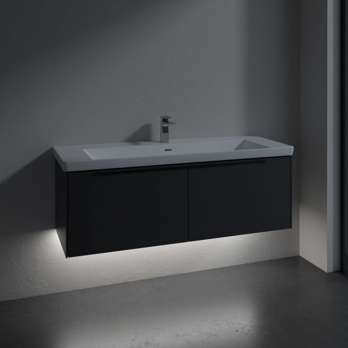 Villeroy & Boch Subway 3.0 Badmöbel-Set 130 cm mit Beleuchtung, Griff in Möbelfarbe, 2 Auszüge