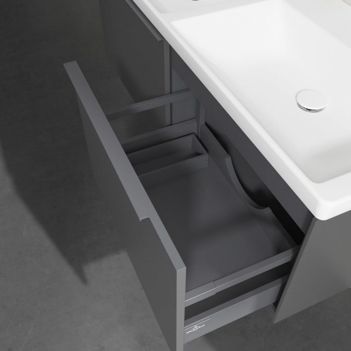 Villeroy & Boch Subway 3.0 Badmöbel-Set 130 cm, Griff in Möbelfarbe, 2 Auszüge, Doppelwaschtisch