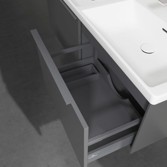 Villeroy & Boch Subway 3.0 Badmöbel-Set 130 cm, Griff in Möbelfarbe, 2 Auszüge, Doppelwaschtisch