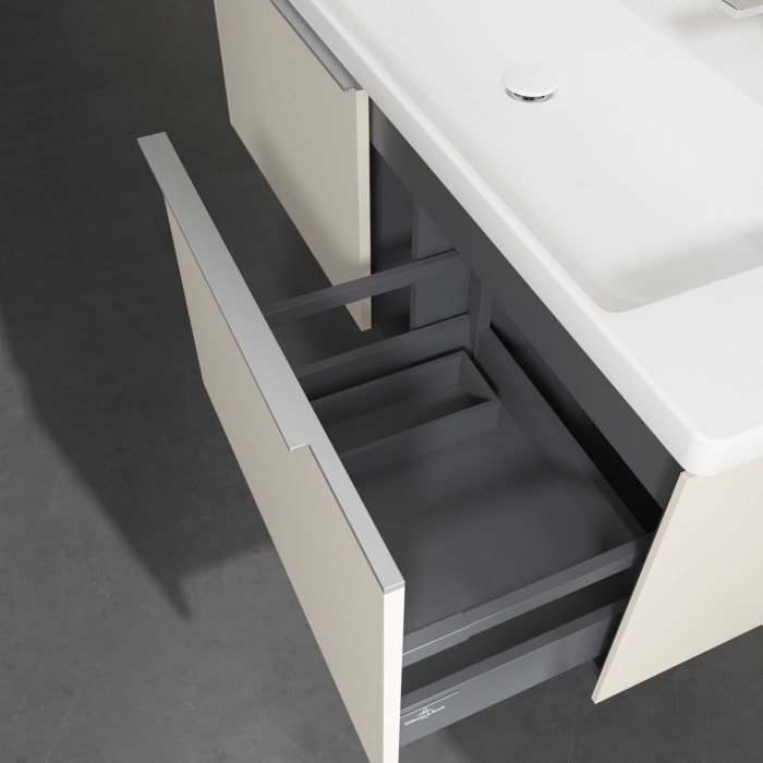 Villeroy & Boch Subway 3.0 Badmöbel-Set 130 cm, 2 Auszüge, WT für 2 Armaturen