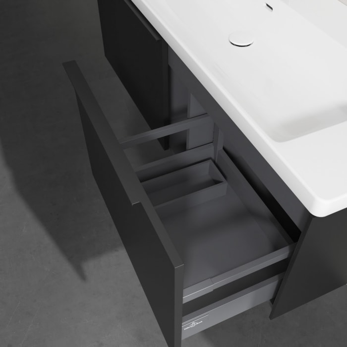 Villeroy & Boch Subway 3.0 Badmöbel-Set 130 cm, Griff volcano black, 2 Auszüge