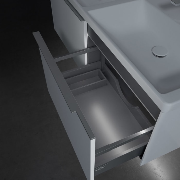 Villeroy & Boch Subway 3.0 Badmöbel-Set 130 cm mit Beleuchtung, 2 Auszüge, Doppelwaschtisch