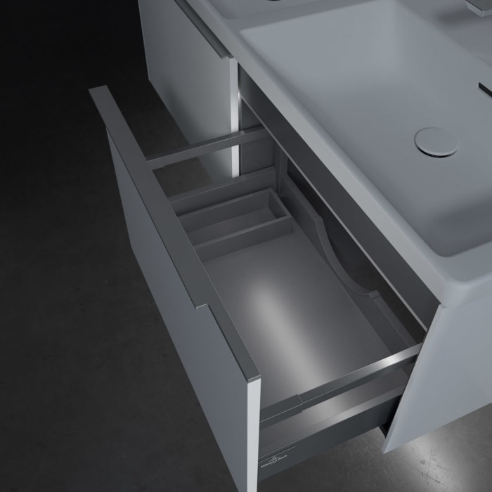 Villeroy & Boch Subway 3.0 Badmöbel-Set 130 cm mit Beleuchtung, 2 Auszüge, Doppelwaschtisch