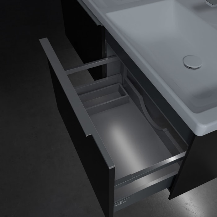 Villeroy & Boch Subway 3.0 Badmöbel-Set 130 cm mit Beleuchtung, 2 Auszüge, Doppelwaschtisch