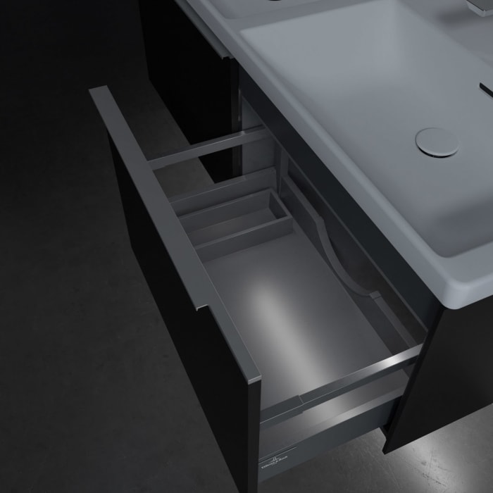 Villeroy & Boch Subway 3.0 Badmöbel-Set 130 cm mit Beleuchtung, 2 Auszüge, Doppelwaschtisch