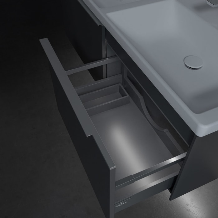 Villeroy & Boch Subway 3.0 Badmöbel-Set 130 cm mit Beleuchtung, 2 Auszüge, Doppelwaschtisch