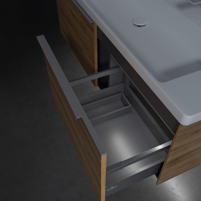 Villeroy & Boch Subway 3.0 Badmöbel-Set 130 cm mit Beleuchtung, 2 Auszüge, WT für 2 Armaturen