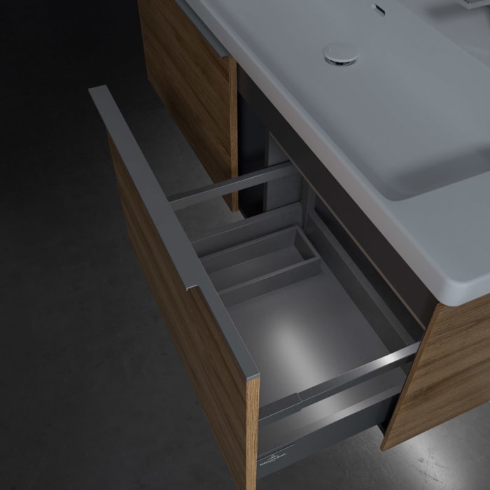 Villeroy & Boch Subway 3.0 Badmöbel-Set 130 cm mit Beleuchtung, 2 Auszüge, WT für 2 Armaturen