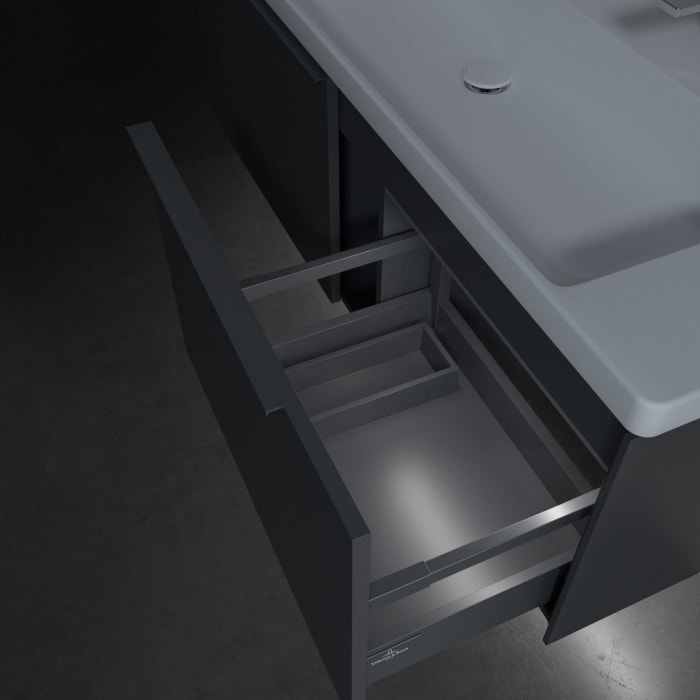 Villeroy & Boch Subway 3.0 Badmöbel-Set 130 cm mit Beleuchtung, Griff in Möbelfarbe, 2 Auszüge, WT für 2 Armaturen