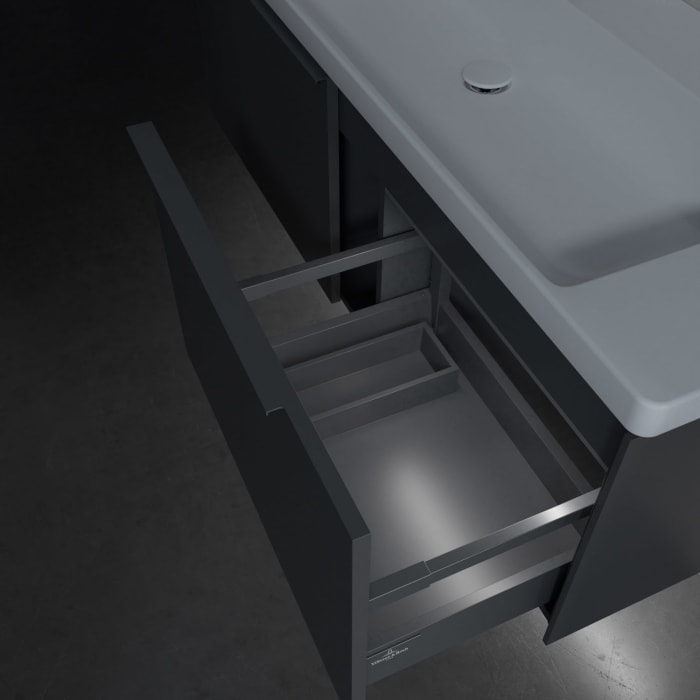 Villeroy & Boch Subway 3.0 Badmöbel-Set 130 cm mit Beleuchtung, Griff in Möbelfarbe, 2 Auszüge