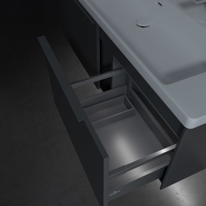 Villeroy & Boch Subway 3.0 Badmöbel-Set 130 cm mit Beleuchtung, Griff in Möbelfarbe, 2 Auszüge, WT für 2 Armaturen