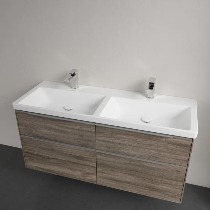 Villeroy & Boch Subway 3.0 Badmöbel-Set 130 cm, 4 Auszüge, Doppelwaschtisch