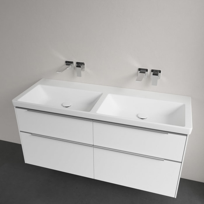 Villeroy & Boch Subway 3.0 Badmöbel-Set 130 cm mit Beleuchtung, 4 Auszüge, Doppelwaschtisch