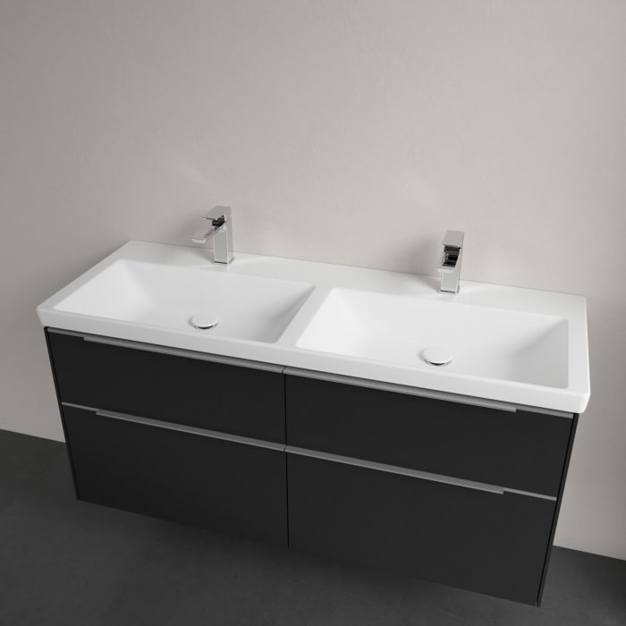 Villeroy & Boch Subway 3.0 Badmöbel-Set 130 cm mit Beleuchtung, 4 Auszüge, Doppelwaschtisch